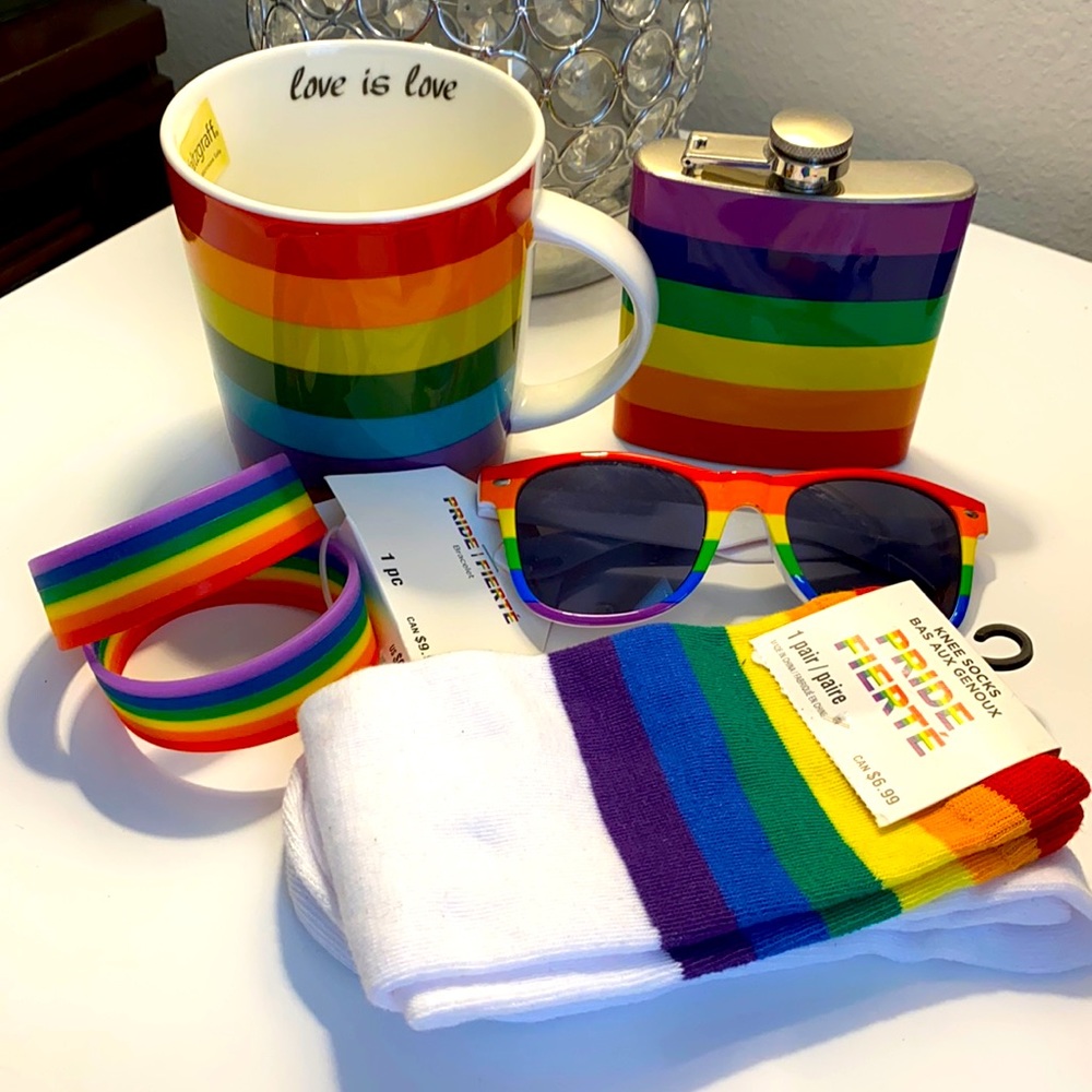 Pride bundle! Mug flask socks sunglasses bracelet